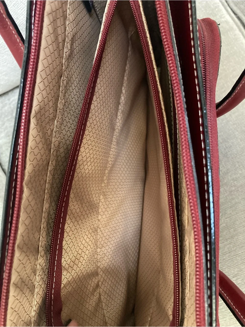 Women's McKlein Burgundy Leather Laptop Tote Bag - Structured Work Bag